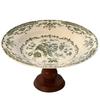 Ruhan Ceramic Light Luxury High-Footed Fruit/Soup Plate with Wooden Base