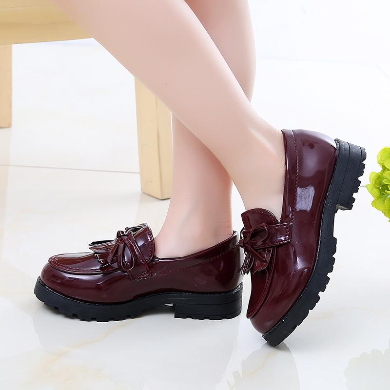 Girls' College Style Tassel Dance Shoes - British Style Leather Performance Footwear