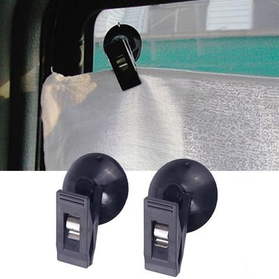 1 paio di clip per finestrino interno auto, clip per tappo di aspirazione nera, supporto rimovibile per ventosa in plastica, per biglietto asciugamano tenda parasole