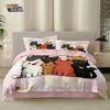 3pcs Cartoon Cute Cat Printed Coreless Down Duvet Cover Set, Multi Size Bedroom Bedding Decoration, Machine Washable