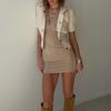 European and American Women's Clothing New Straps Hollow Design Hip Skirt Trendy Sexy Lapel Short-sleeved Dress