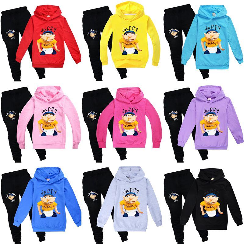 Jeffy Puppet Hoodies voor kinderen, casual trainingspakken voor lente en herfst, met heldere digitale print en verfijnde stiksels.