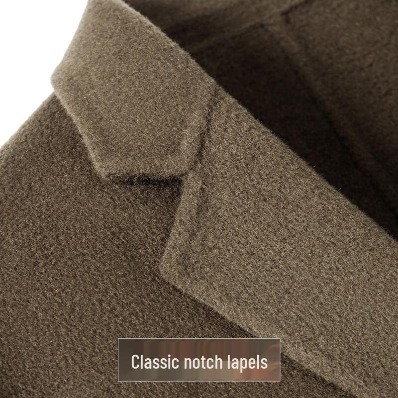 Futing Men's Mid-Length Wool & Cashmere Overcoat