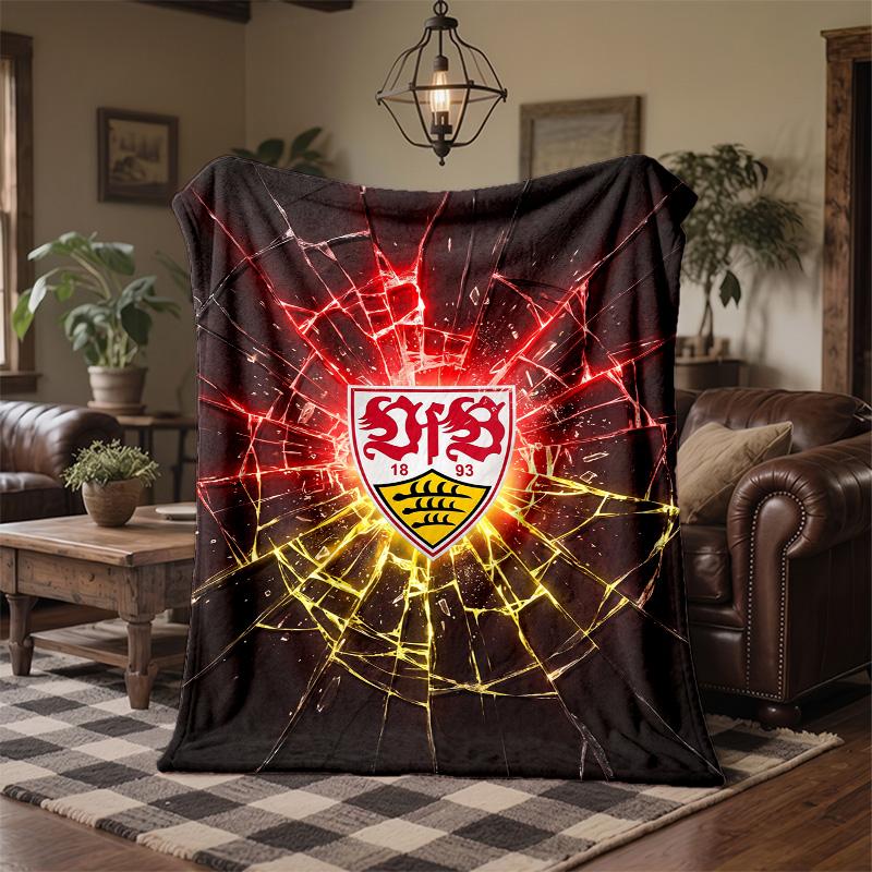 Coperta in Flanella con Stampa Calcio VfB Stuttgart Morbida Calda Coperta da Divano/Letto per Casa Ufficio Camera da Letto