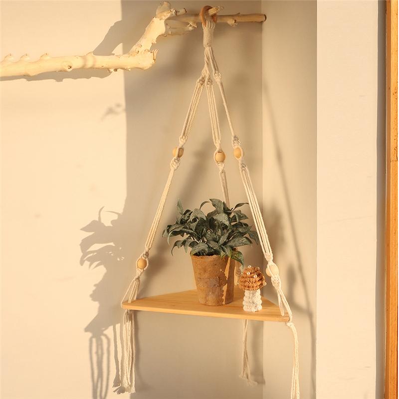 Floating Triangle Shelves Wood Stand Boho Home Decor Corner Shelf LivingRoom Bedroom Wall Hanging Decoration Shelf Display Stand