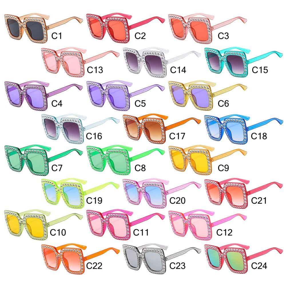 Crystal Oversized Sunglasses for Women Rhinestone Square Diamond Sun Glasses Retro Big Frame Sparkling Glasses