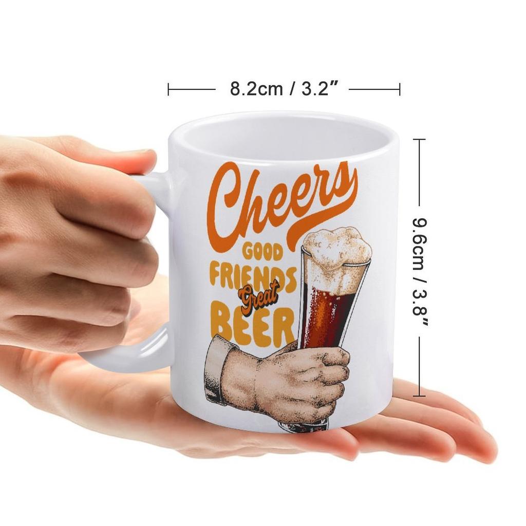 1pc 11oz Double-Sided Printed Mug for Beer Enthusiasts, Smooth White Ceramic, Gift Ready