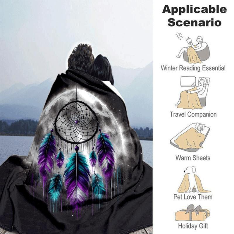 1pc Dream Catcher Printing Lightweight Flannel Blanket, Comfortable and Warm Blanket, for Camping Sofa Bed and Couch Office, in All Seasons
