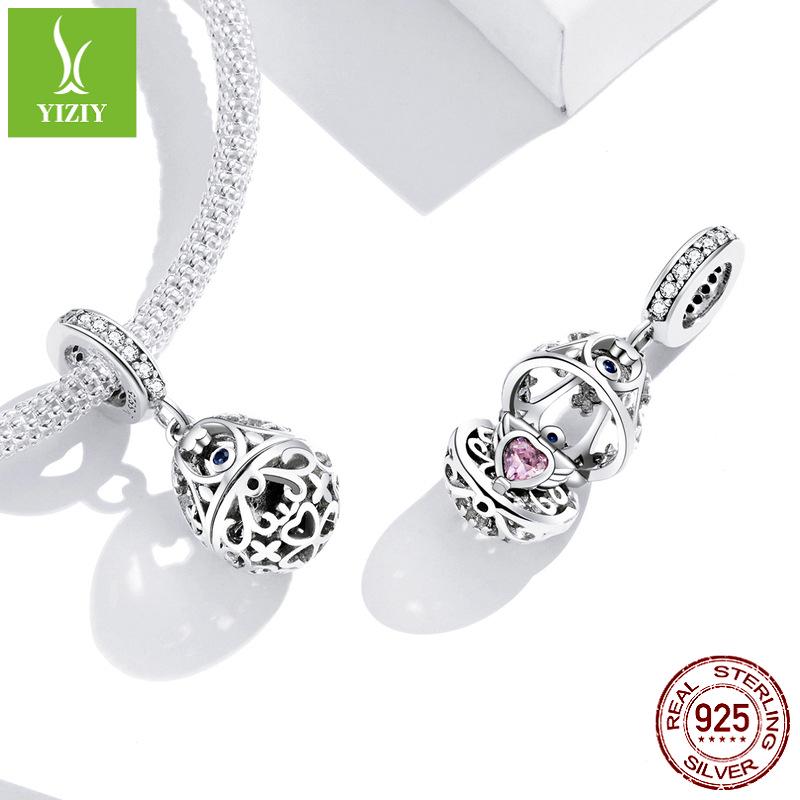 Ziyun Silver S925 Easter Egg Pendant: Fashionable, Openable, DIY Beaded Accessory SCC1465