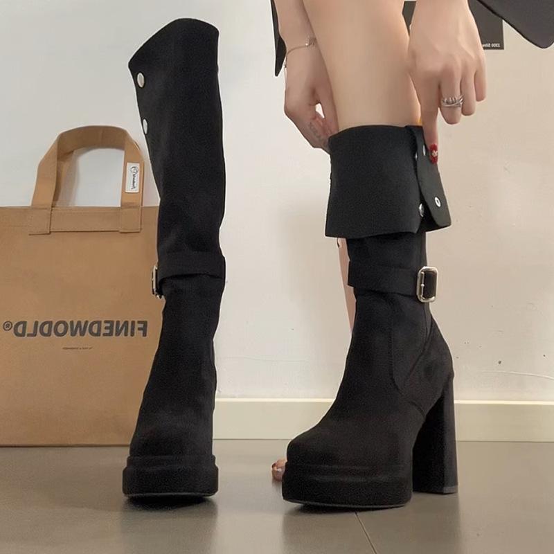 

Long tube boots for women in autumn and winter vintage versatile British style high-heeled knight boots fashion boot trend 40