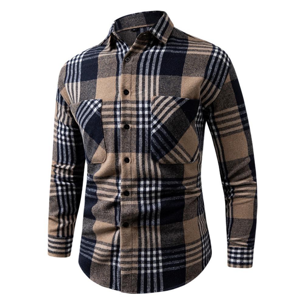 

Men s Spring Long Sleeve Plaid Shirts Fashion Classic Checkered Formal Shirts Autumn Casual Cotton Shirt for Men Dress Shirts M хакі