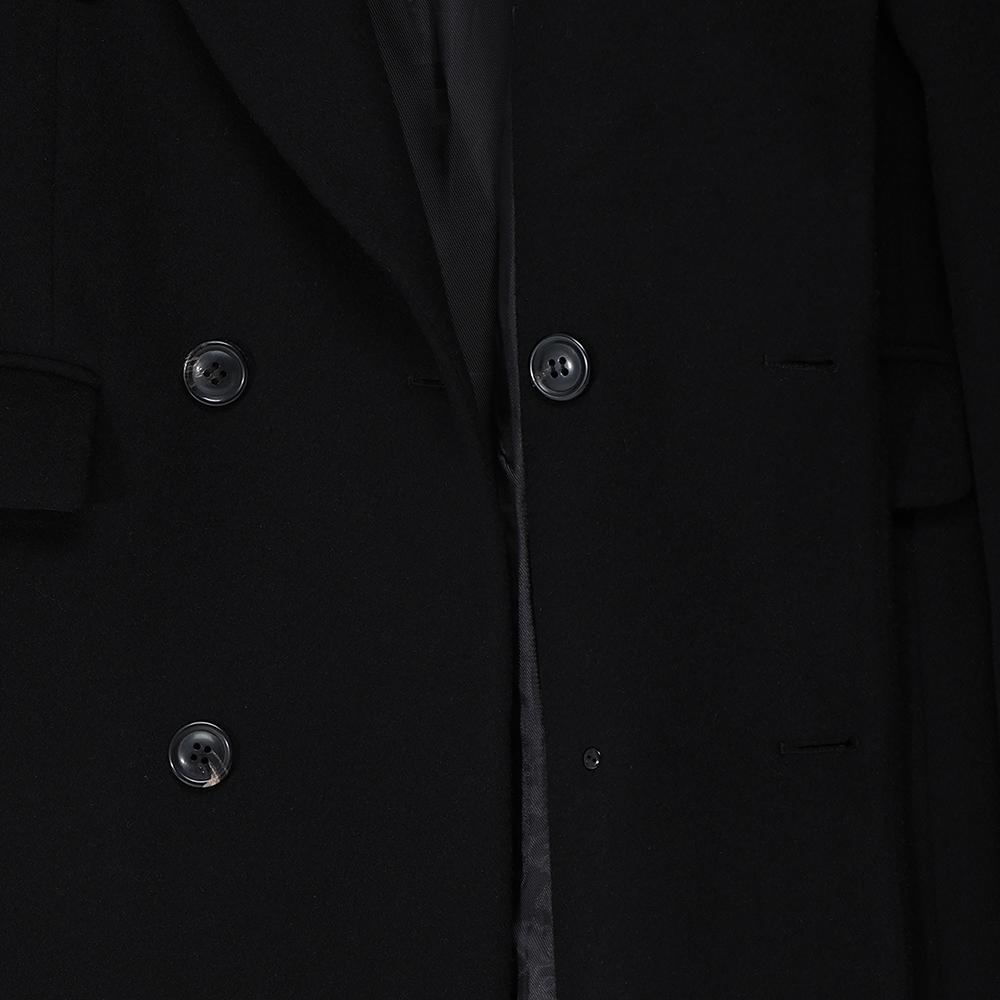 Noirer Cashmere Double-Breasted Coat (Black)