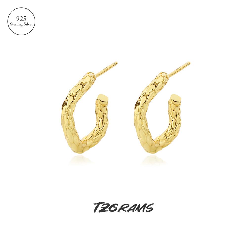 

Оптовая продажа, простые серьги из стерлингового серебра для женщин, металлические складные текстуры, позолоченные, геометрические, великолепные изящные ювелирные изделия, подарок
