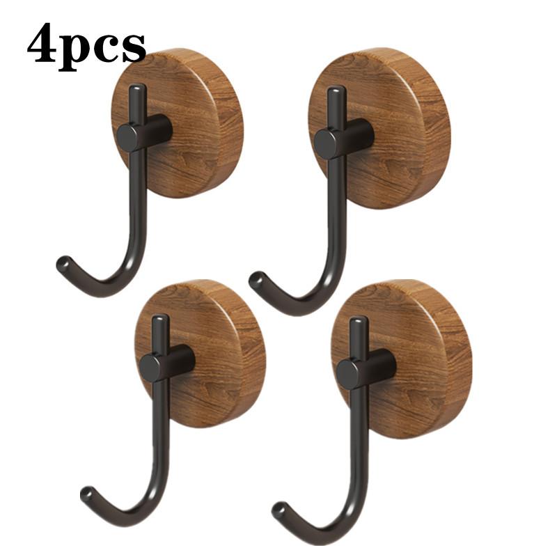4/1pcs Wall Wood Hook Self-adhesive Walnut Hanging Hanger Bathroom Wall Hook Coat Storage Rack Home Towel Key Decor Kitchen Hook