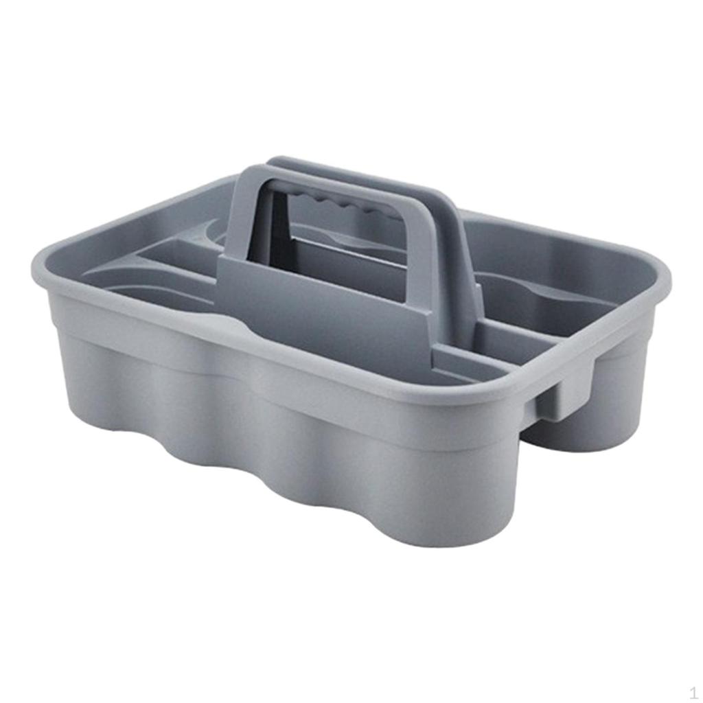 Cleaning Product Organizer Storage Tray with Handle Grey Basket 38.5x27.5x11.5cm for