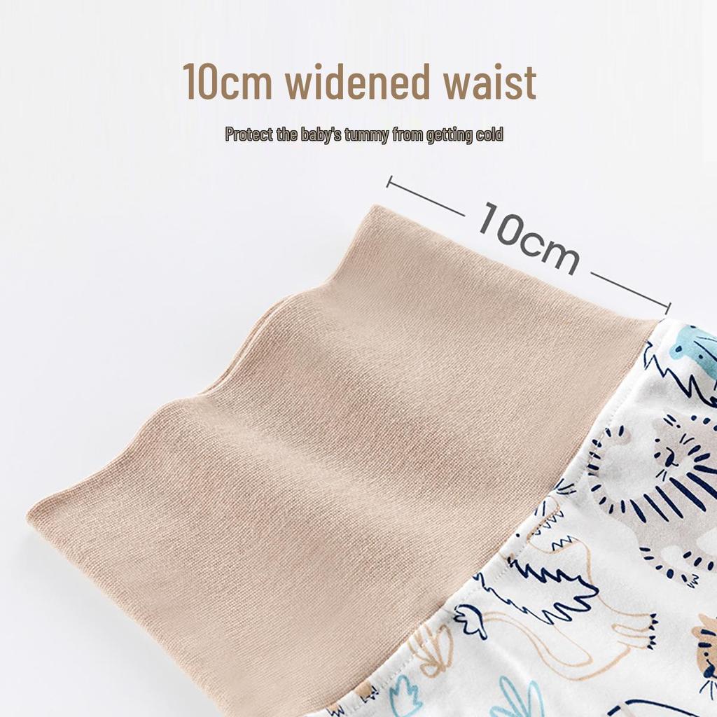 Pure Cotton High-Waist Baby Pants with Belly Protection - Spring & Autumn Style