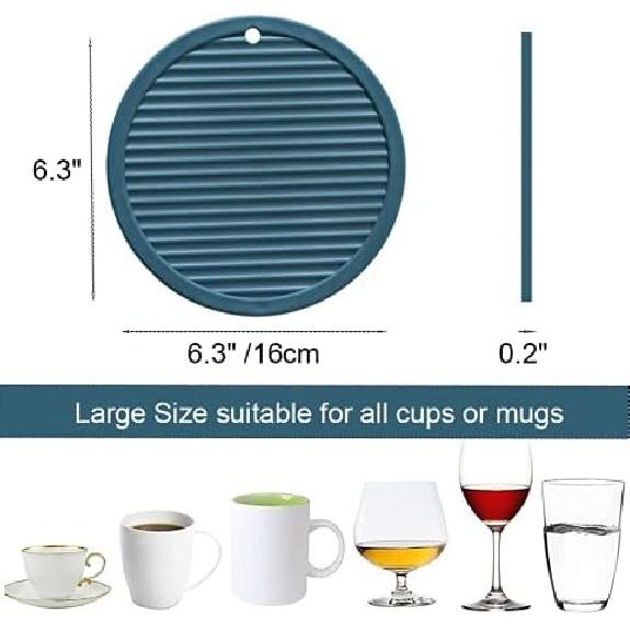 Large Silicone Coasters & Silicone Trivet Mats Kitchen Hot Pads Pot/Pan mat ,Set of 4 Big Coasters for Drinks,for Outdoor Table,Hot Dishes, Pots,