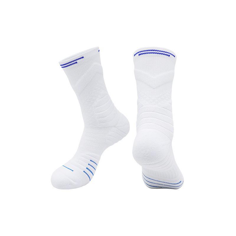 Summer Elite Men's Anti-slip Mid-calf Sports Socks: Durable, Thick, Towel Bottom, Perfect for Basketball & Cycling.