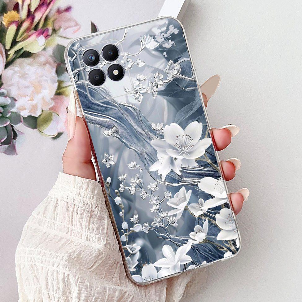 Clear Cover For Realme 8i Case RMX3151 Luxury Butterfly Love Flowers Cool Painted Phone Case For Realme Narzo 50 RMX3286 Cover