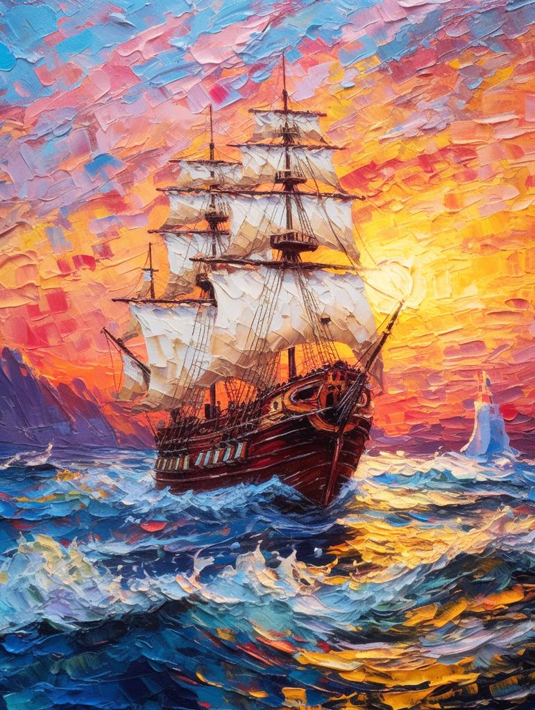 Boat Diamond Painting Sunset Landscape Rhinestones Picture Embroidery Seaside Diamond Mosaic New Arrival Kits Wall Decor