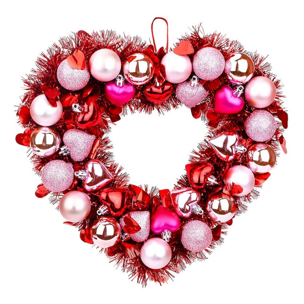 Festival Wedding Party Heart Shaped Plastic Decorative Wreath Front Door Valentine's Wreath
