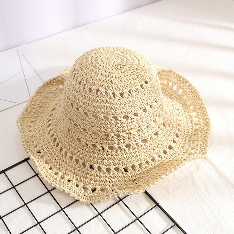 

Versatile Foldable Sun Hat Women s Summer Vacation Beach Hat European Style бежевий