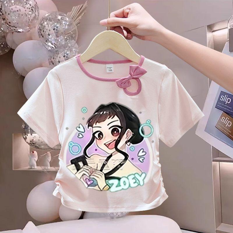 Children s Fairy Tale Witch Girls Group Bowtie Fashion Top - Summer Girls  Pure Cotton Short-Sleeved T-shirt 100