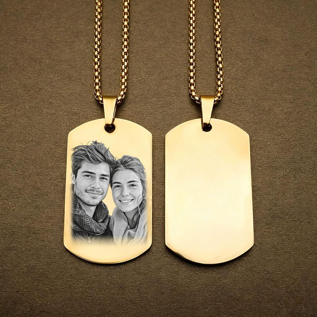 Stainless Steel Black Dog Tag Necklace - Trendy Hip Hop Style for Men & Women, Custom Engravable Titanium Steel Jewelry.