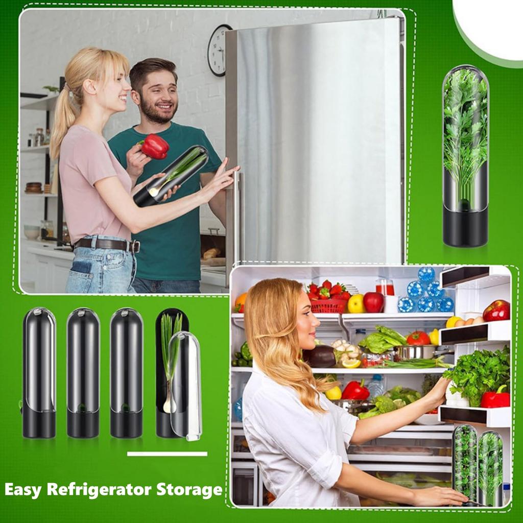 1/2Pcs Herb Saver Storage Container Fresh Herb Keeper Vanilla Vegetables Fresh Preservation Bottle For Refrigerator Kitchen Tool
