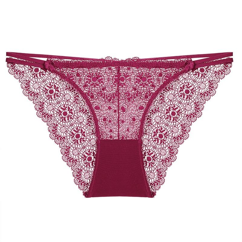 Women French Style Sexy Sheer Lace Low Waist Cotton Crotch Brief Panties