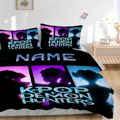 K-Pop Demon Hunters Bedding Set 3 Piece Comforter Cover Gift for Bedroom,Includes No Insertsjt035