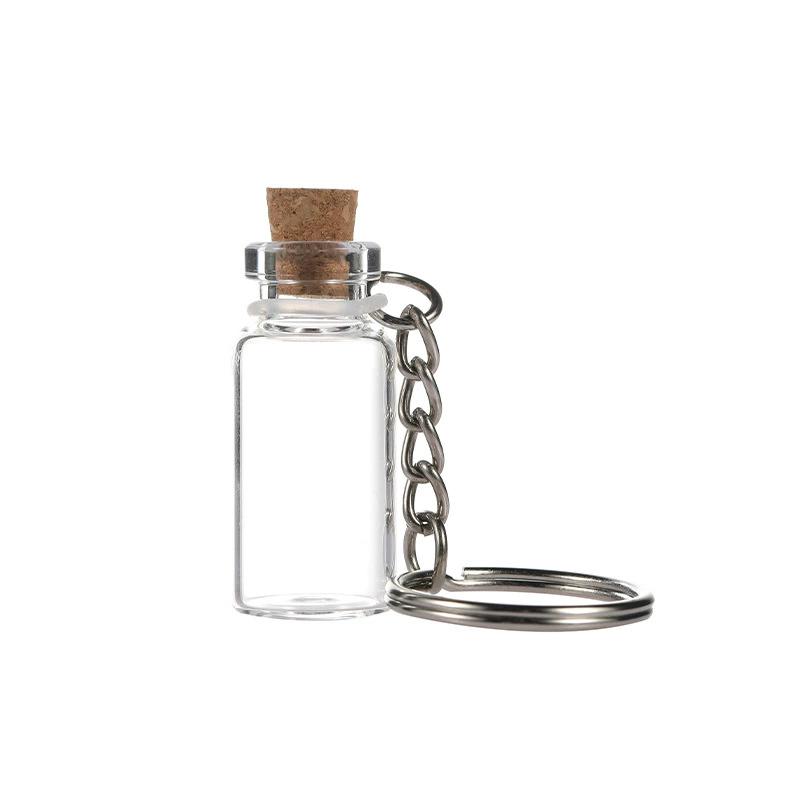 WTEMPO Five Drift Bottle Keychains Made of Thick Glass and Metal Suitable for Holding Pet Hair and Other Commemorative Charms