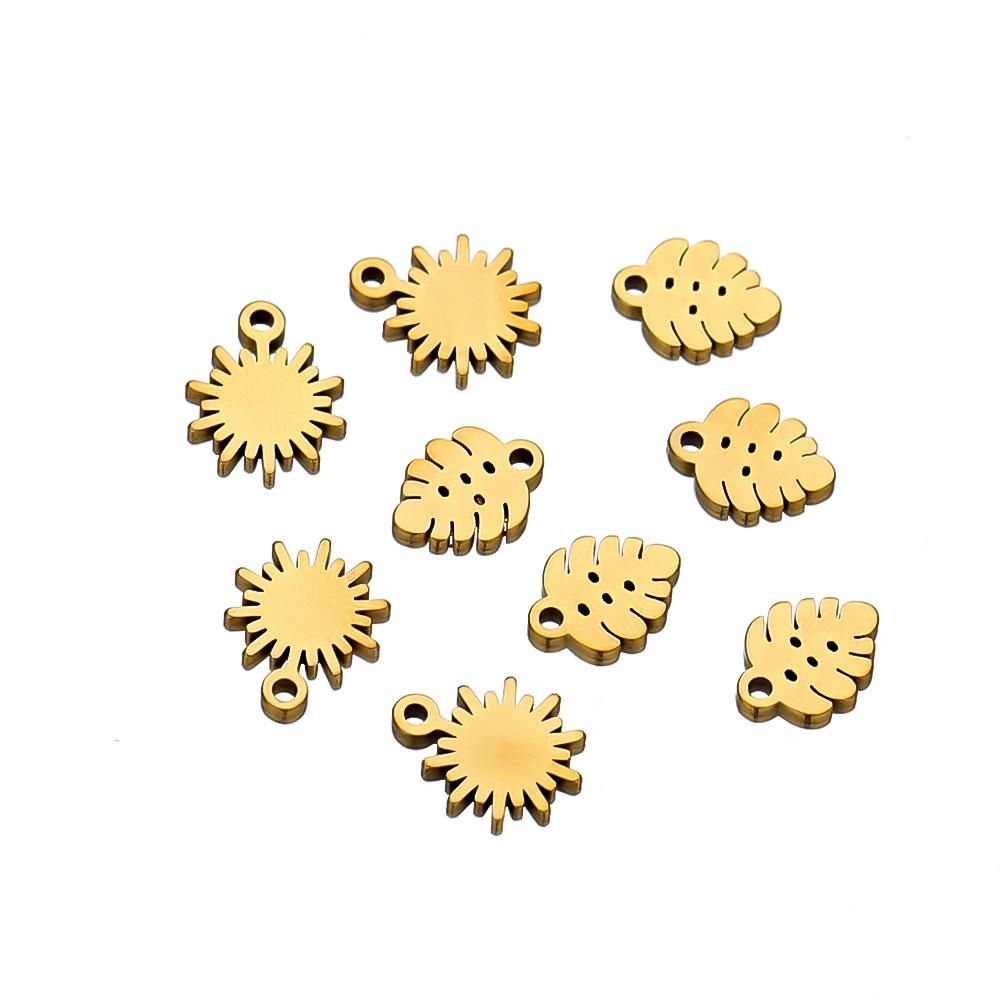 20 pièces Acier Inoxydable Couleur Dorée Pendentifs Tournesol Petites Feuilles Breloques DIY Collier Fabrication de Bijoux Accessoires Bracelet