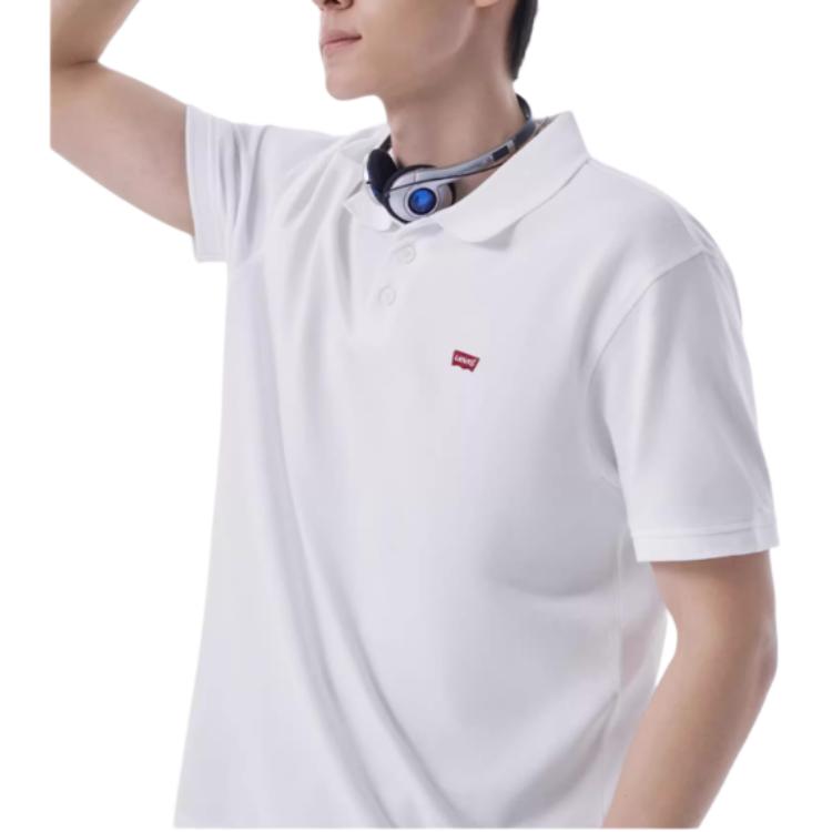 Levis Solid Logo Short Sleeve Polo Shirt Men tops White A0229-0000
