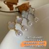 S9Silver Needle Four-leaf Clover Earrings, Zhijiang Freshwater White Genuine Pearl Drop Earrings, High-end Fashion Accessories