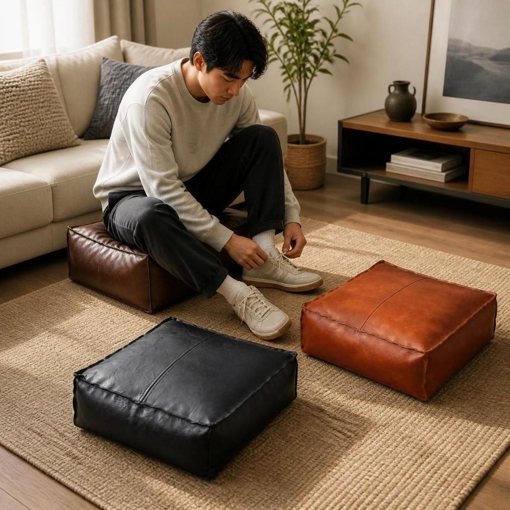 Large Capacity Square Pouf Cover Removable Sofa Stool Cover Clothes Storage