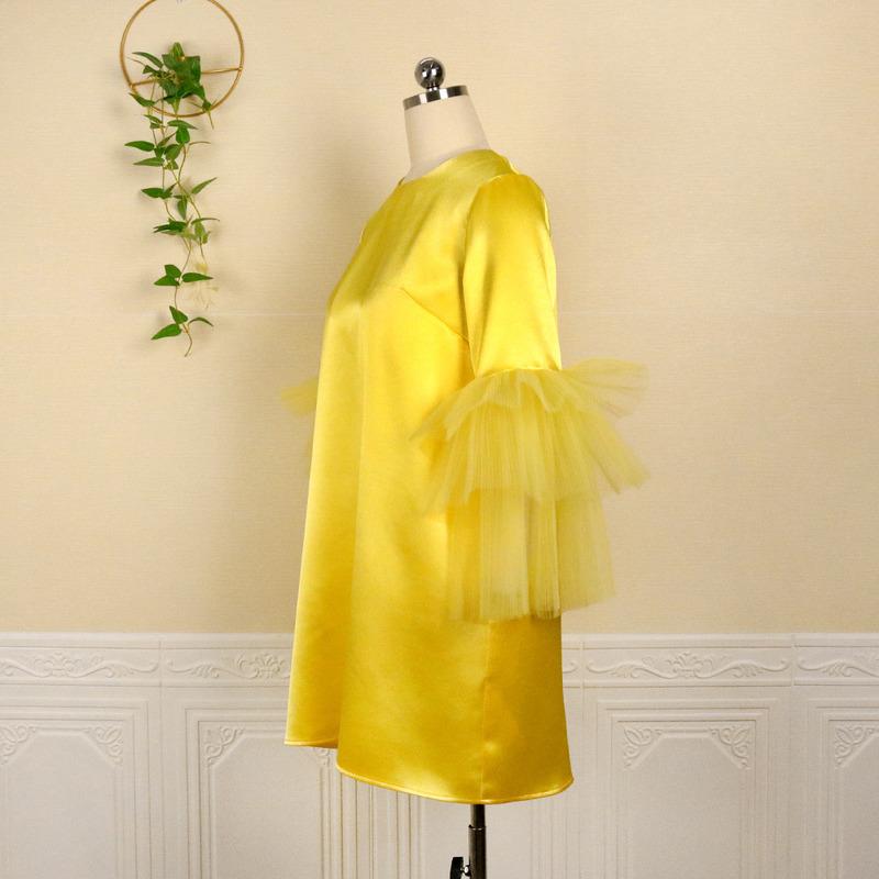 Женское платье с круглым вырезом в стиле пэчворк — фото 3