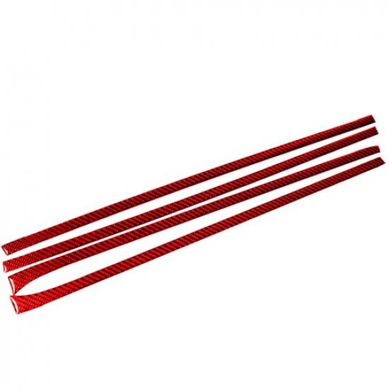 4Pcs For Subaru Forester 2005-08 Red Carbon Fiber Interior Door Panel Cover Trim