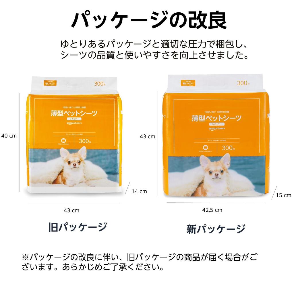 Amazon Basics Pet Sheets, Thin, Regular, Single-Use, Unscented, White, 300 Sheets (Formerly Brand Name: Amazon)