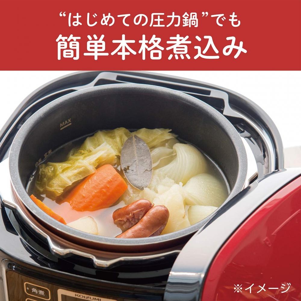 Koizumi Microcomputer Electric Pressure Cooker 1.6L 5 Types Automatic Menu One Touch 51 Items Recipe Book Included Red KSC-3501R