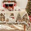 Vintage Winter Wonderland Christmas Tablecloth with Santa Reindeer & Snowman Patterns - Rectangular Table Cover