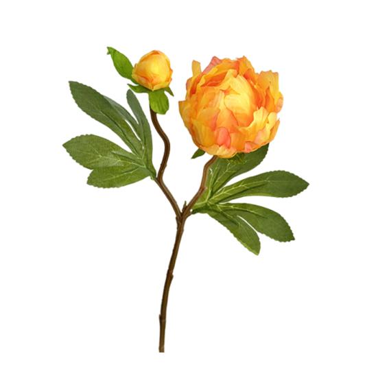 Real Touch Peony Bouquet 1 Bloom 1 Bud Artificial Peony Flower Faux Silk Floral Arrangement for Home Vase Wedding Centerpiece Party Decor