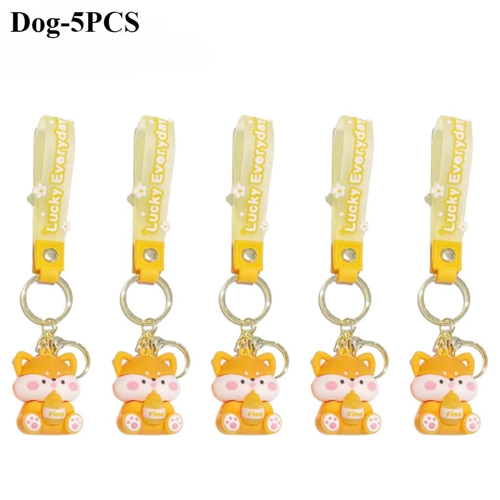 1-20PCS Luck Drinks Keychain  Pvc Doll Key Chain Cartoon Bag Pendant  Soft Plastic Doll Car Key Chain Bag Pendant Small Gift