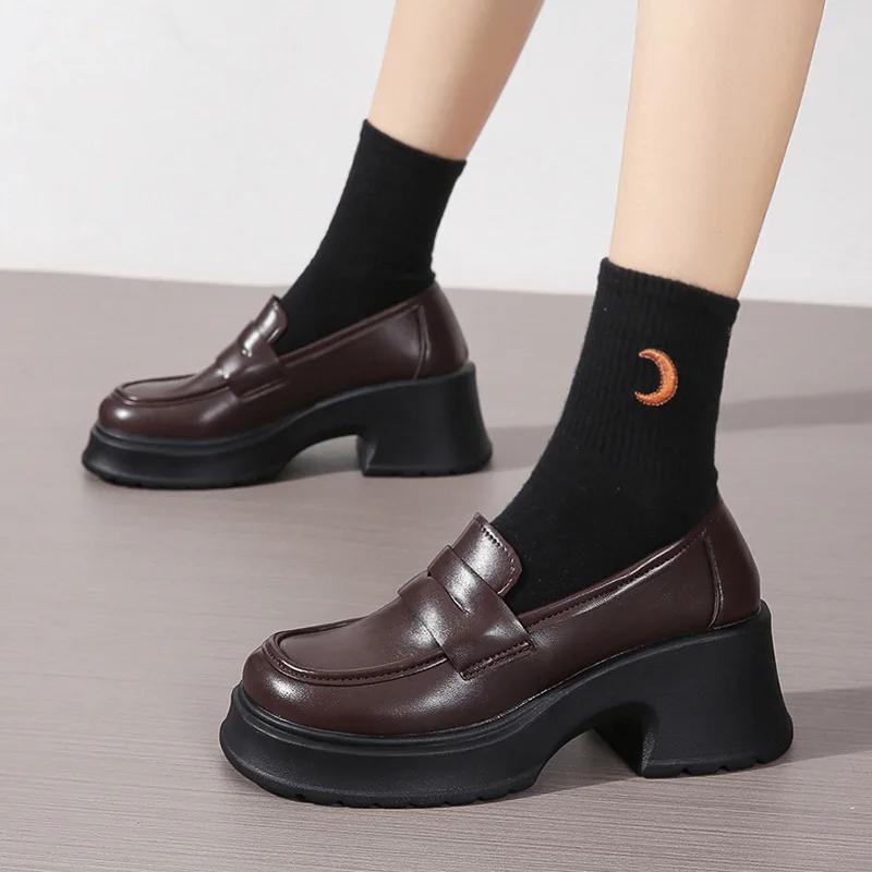 Women's Loafers  Spring British Style Slip On Platform Mary Jane Shoes Woman Japanese Jk Uniform Lolita Shoes Women
