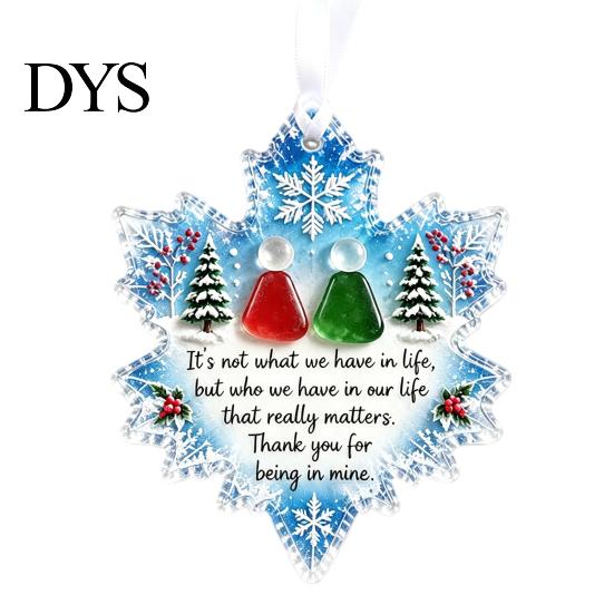 Festive Garden Decorations Snowflake-Shaped Sea Glass Ornament, Acrylic Christmas Friendship Keepsake, Coastal Inspired Party Supplies Tree
