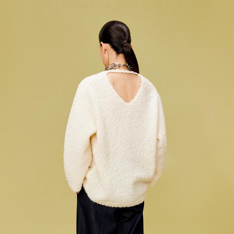 

LESS 2024 Spring Casual Lamb Wool Knitted V-Neck Sweater XS