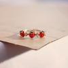 Delicate Strawberry Inspired Adjustable Ring With Faceted Cubic Zirconia Stones Polished Copper Base Fashionable Everyday Accessory