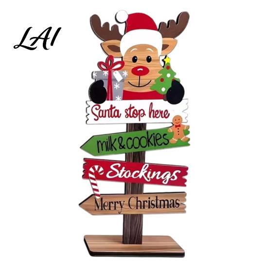 Holiday Mantle Decorations Christmas Table Decoration Rustic Wooden Tabletop Sign Vintage Farmhouse Decorative Home Accents Desktop Plaque for Party