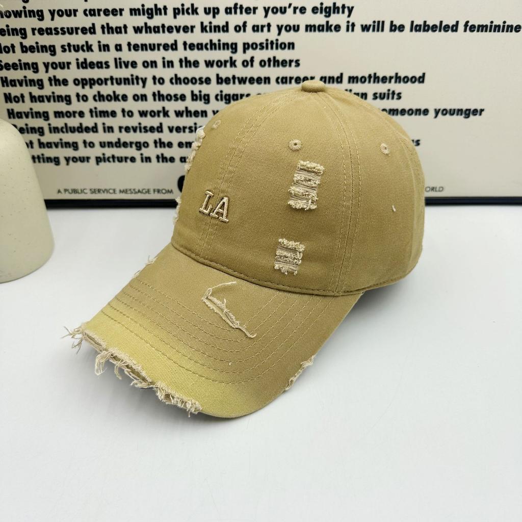 American retro LA embroidery gradual change baseball cap worn rough edge show face small shade cap men and women