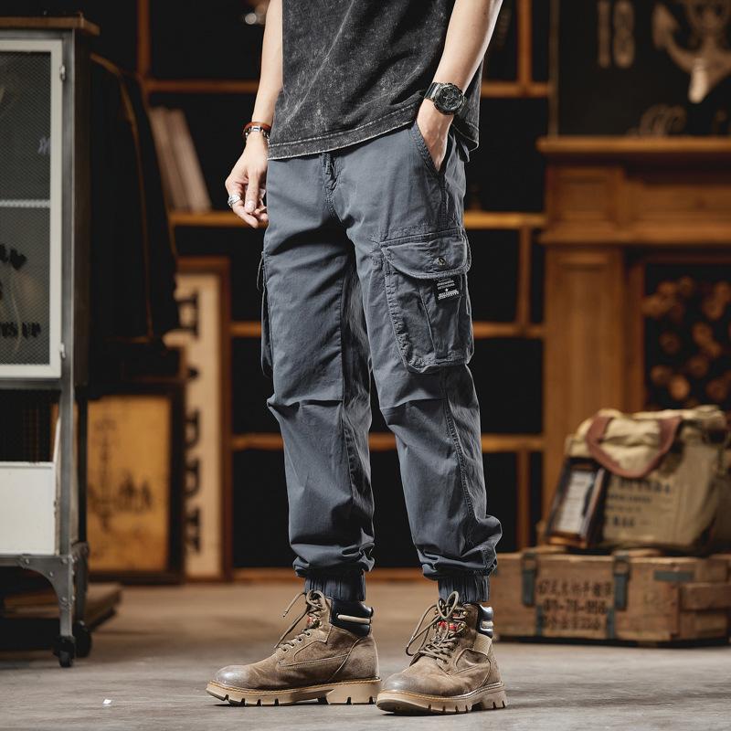 Spring New Style Loose Foot Loose Outdoor Casual Solid Color Pants American Retro Motorcycle Work Pants Men